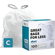 Starseven Plasticplace Simplehuman (X) Code C Uyumlu Beyaz Ipli Torbaları 2,6-3,2 Galon / 10-12 Litre, 10