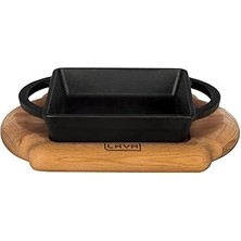 Starseven Lava, Pişirme Kabı, Lv P Tv 1212 K4, Kare Teller Ahşap Altlık, Ölçüler 12 x 12 Cm, Dökme Dem