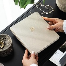Starseven 2026 Dikey Haftalık Ajanda 12 Aylık Kir Suya Dayanıklı Keten Kapaklı 18X20 cm - Bej