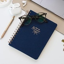 Starseven Paperora A5 Spiralli Sert Kapak Keten Düz Çizgisiz Tarihsiz Not Defteri Lacivert