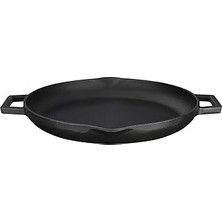 Starseven Lava Döküm Yuvarlak Kızartma Tavası, Metal Kulplu, 26 Cm, Siyah