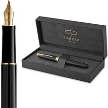 Starseven Parker Sonnet Mat Siyah Altın Tasarımlı Dolma Kalem, Orta Kalınlıkta Uç, Mürekkep