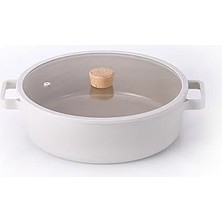 Starseven Neoflam Fika Cam Kapaklı Alüminyum Döküm Sığ Tencere 30 cm D-NEOF230L