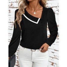 Drgy Kadın Uzun Kollu Yaka Detaylı Düğmeli Ithal Krep Bluz