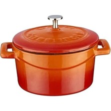 Starseven Lava Metal Döküm Mini Tencere, Trendy, 10 Cm, 0.35 L Hacim, Turuncu