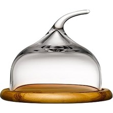 Starseven Ahşap Altlıklı Cam Kapaklı Servis Tabağı, 22.5 Cm, 1.26 kg