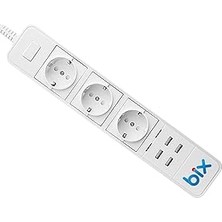 Starseven Bix -01 Yüksek Akım Korumalı Hızlı Şarj Özellikli 4 USB Bağlantı Noktası 3'lü Priz Paneli Amaz