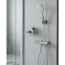 Butik Mey Ithalat® Çok Fonksiyonlu 4 Modlu El Duşu Başlığı Krem Duş Seti Spiral Hortumlu