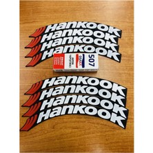 Bombtire 25CM Hankook Motosiklet ve Otomobil Lastik Yazısı Sticker + Yapıştırıcı 8 Adet 25CM