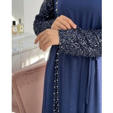 Modamorfo Kolları Pul Payet Kemerli Şifon Abiye  -Laci