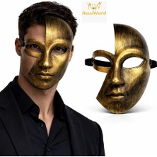 LTG Nova Mey Ithalat® Antik Efektli Altın Yarım Yüz Parti Maskesi