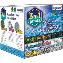 Aquawe Akvaryum Filtre Seti (3 In 1) 300 gr Aktif KARBON+350 gr Bio RİNG+500 gr Zeolite