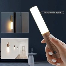 LTG Nova Sensörlü USB Şarjlı Mıknatıslı Taşınabilir Duvar Aplik Masa Lambası Ahşap Görünümlü Gün Işığı