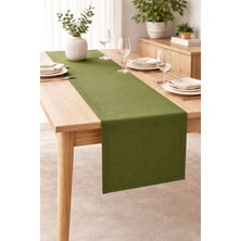 Rona Home Haki Yeşili Masa Runner Modern Şık Dekoratif Masa Runner Örtüsü Leke Tutmaz Kaliteli Kumaş