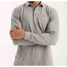 Lacoste Polo Uzun Kol Gri Regular Fit Erkek Sweatshirt