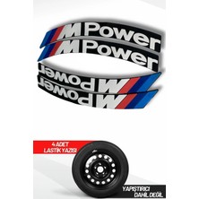 Bombtire M Power Motosiklet ve Otomobil Araç 3D Oto Lastik Yazısı Sticker Arma 4 Adet