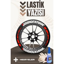 Bombtire 16 Adet Kırmızı Şeritli Motosiklet ve Otomobil Lastik Yazısı Sticker Arma BOMBNEW3169