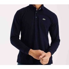 Lacoste Polo Uzun Kol Lacivert Regular Fit Erkek Sweatshirt