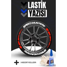 Bombtire 16 Adet Kırmızı Şeritli Motosiklet ve Otomobil Lastik Yazısı Sticker Arma BOMBNEW3165