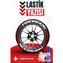 Bombtire 16 Adet Kırmızı Şeritli Motosiklet ve Otomobil Lastik Yazısı Sticker Arma BOMBNEW3172