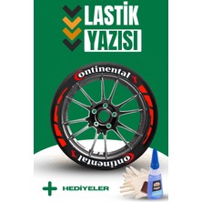 Bombtire 16 Adet Kırmızı Şeritli Motosiklet ve Otomobil Lastik Yazısı Sticker Arma BOMBNEW3170