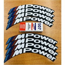 Bombtire 25CM Mpower Motosiklet ve Otomobil Lastik Yazısı Sticker + Yapıştırıcı 8 Adet