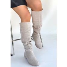 Winda Bej Süet Körüklü Çizme - Lisinya