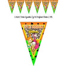 snowparty Taş Devri Çakıl Bambam Temaya Uygun Temalı Doğum Günü Flaması Bayrak Iyi Ki Doğdun Yazı