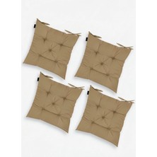 Gullfoss Kahve Dekoratif Pofidik Sandalye Minderi 4’lü Set (40X40 Cm)