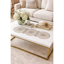 Dilex DİLEX Bej Nakışlı Runner Masa Örtüsü 37x115 cm Dantel Detaylı Şık Sofra Runner