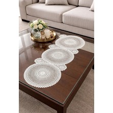 Dilex DİLEX Nakışlı Runner Masa Örtüsü Beyaz 37x115 cm Dantel Detaylı Şık Masa Runner Günlük ve Çeyizlik