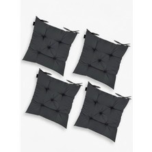 Gullfoss Antrasit Dekoratif Pofidik Sandalye Minderi 4’lü Set (40X40 Cm)
