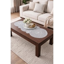 Dilex DİLEX Nakışlı Runner Masa Örtüsü Gri 37x115 cm – Dantel Detaylı Şık Masa Runner, Günlük ve Çeyizlik
