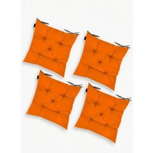 Gullfoss Turuncu Dekoratif Pofidik Sandalye Minderi 4’lü Set (40X40 Cm)