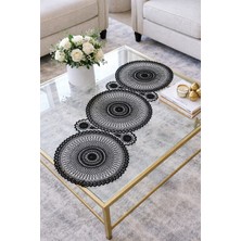 Dilex DİLEX Nakışlı Runner Masa Örtüsü Siyah 37x115 cm Dantel Detaylı Şık Masa Runner Günlük ve Çeyizlik