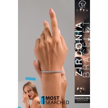 Swarovski Klasik Zincir Tasarımlı Gümüş Renk Kadın Bileklik