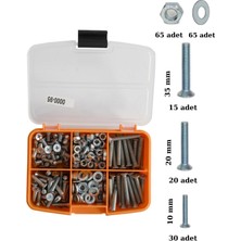 Netzerkoz 255 Adet 5 Çeşit M5 Yhb Metrik Vida, Somun, Pul Seti - (10,20,35MM) Mobilya Kulp Vidası