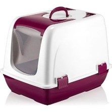 Esranın Dünyası Mikopet Kapalı Küçük Kedi Tuvaleti Bordo RSKRG34-ESRDNS