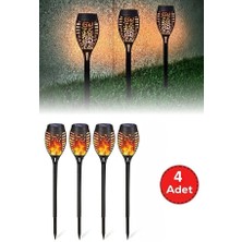 Epilons Mey Ithalat® 4 Lü Güneş Enerjili Alev Efektli LED Seti | Solar Bahçe Dış Mekan Aydınlatma
