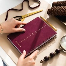 Esranın Dünyası 2026 A5 Spiralli Keten Haftalık Ajanda - Bordo Renk