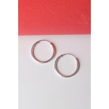 By Barun Halka Küpe Geçmeli 925 Ayar Gümüş Yuvarlak Silver Küpe