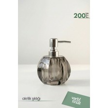 VarBiFırsat Akrilik Yuvarlak Sıvı Sabunluk 200 ml | Modern Dekoratif Tasarım | Füme