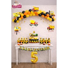 Bkmc Inşaat Temalı Yaş Doğum Günü Süsleme Seti Iş Makinesi Folyo Balon Balon Zinciri Parti Dekoru Süsü