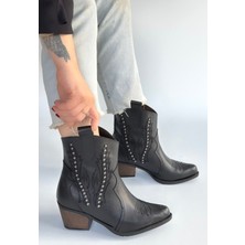 Matin Siyah Cilt Topuklu Bot - Lisinya