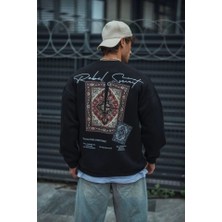 Barış Beauty Uzun Kol Bisiklet Yaka Baskılı Sweatshirt - Siyah