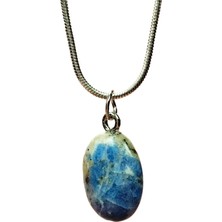 Sodalit Doğal Taşı Zincirli El Yapımı Kolye Uç: 1,5 cm Zincir: 20 cm Kutulu