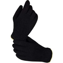 Orta Kalın Siyah Sıcak Tutan Yün Kışlık Kadın Erkek Eldiven Unisex 1 Çift