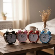 AyrStore Buğz Renkli Kalp Masa Çalar Saati
