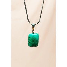 Apatit Doğal Taşı Zincirli El Yapımı Kolye Uç: 2 cm Zincir: 20 cm Kutulu