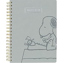 Starseven Graphique Vegan Deri Spiral Günlük, Snoopy Tipi – 20,32 cm x 25,4 Cm, 192 Çizgili Sayfa, "şimd